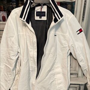 Tommy Hilfiger White Jacket with Striped Collar